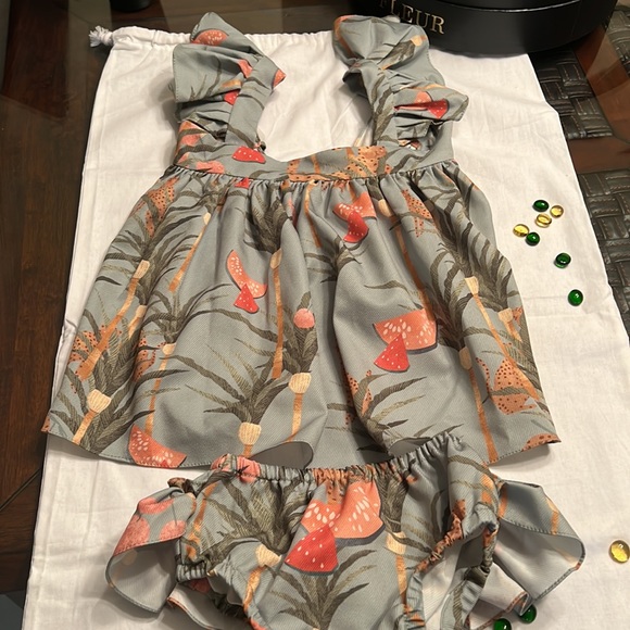 Baby girl popelin dress with bloomers - Picture 3 of 8